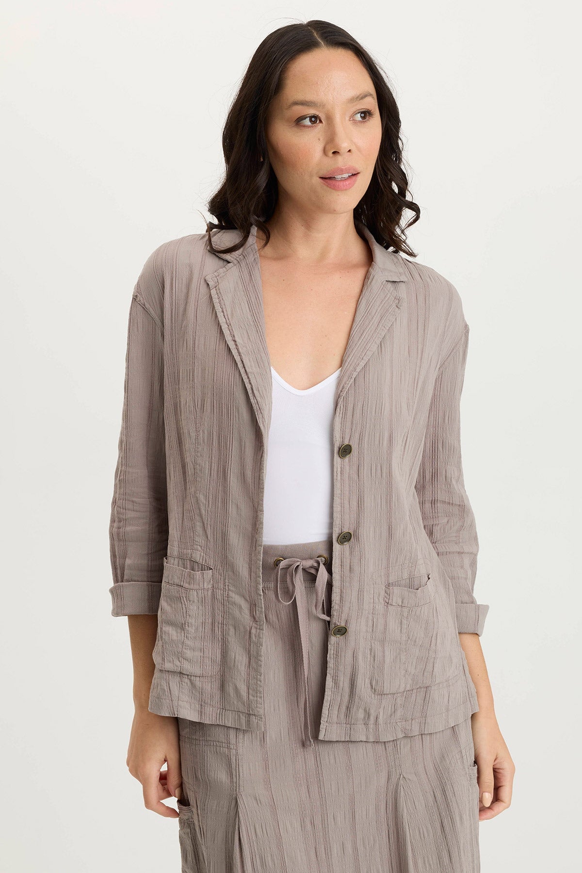 XCVI Hendrix Textured Gauze 3/4-Sleeve Button-Up Jacket 