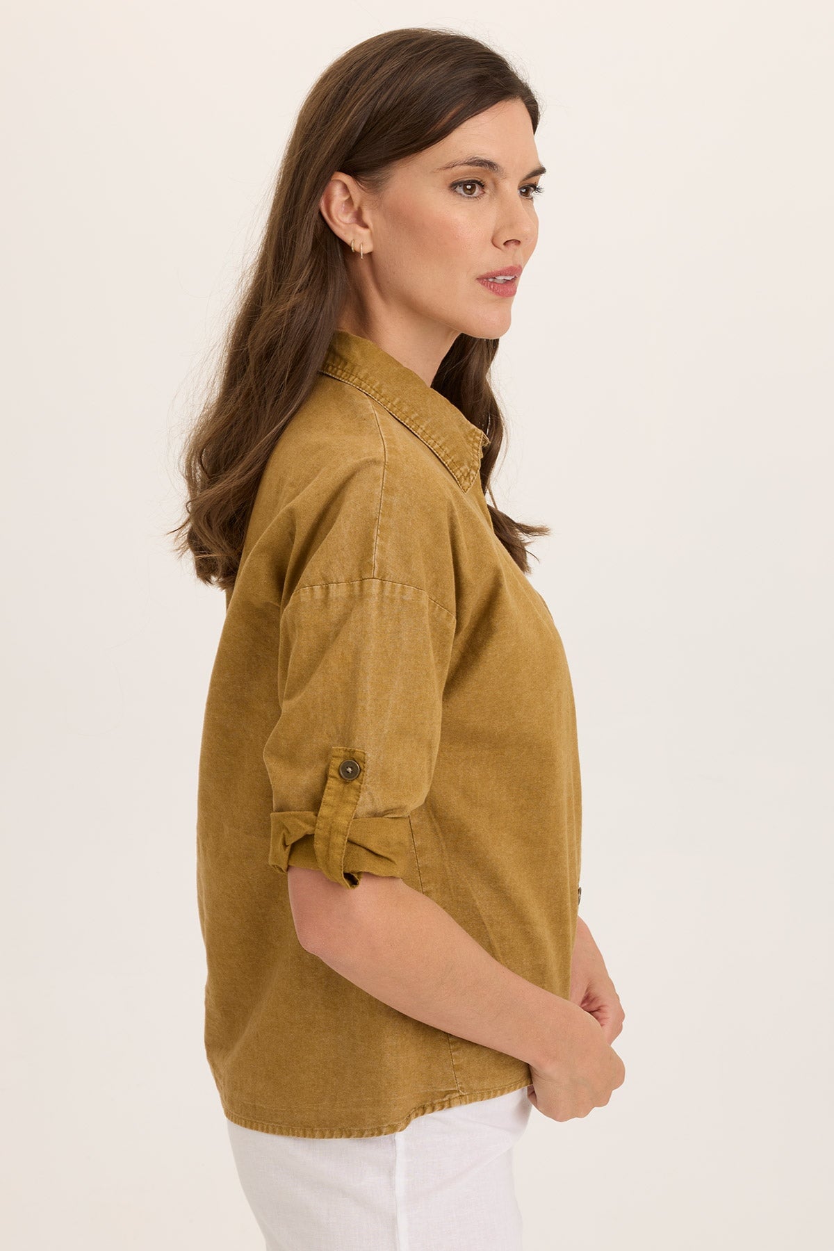 Wearables Carrie Linen 3/4-Sleeve Button-Up