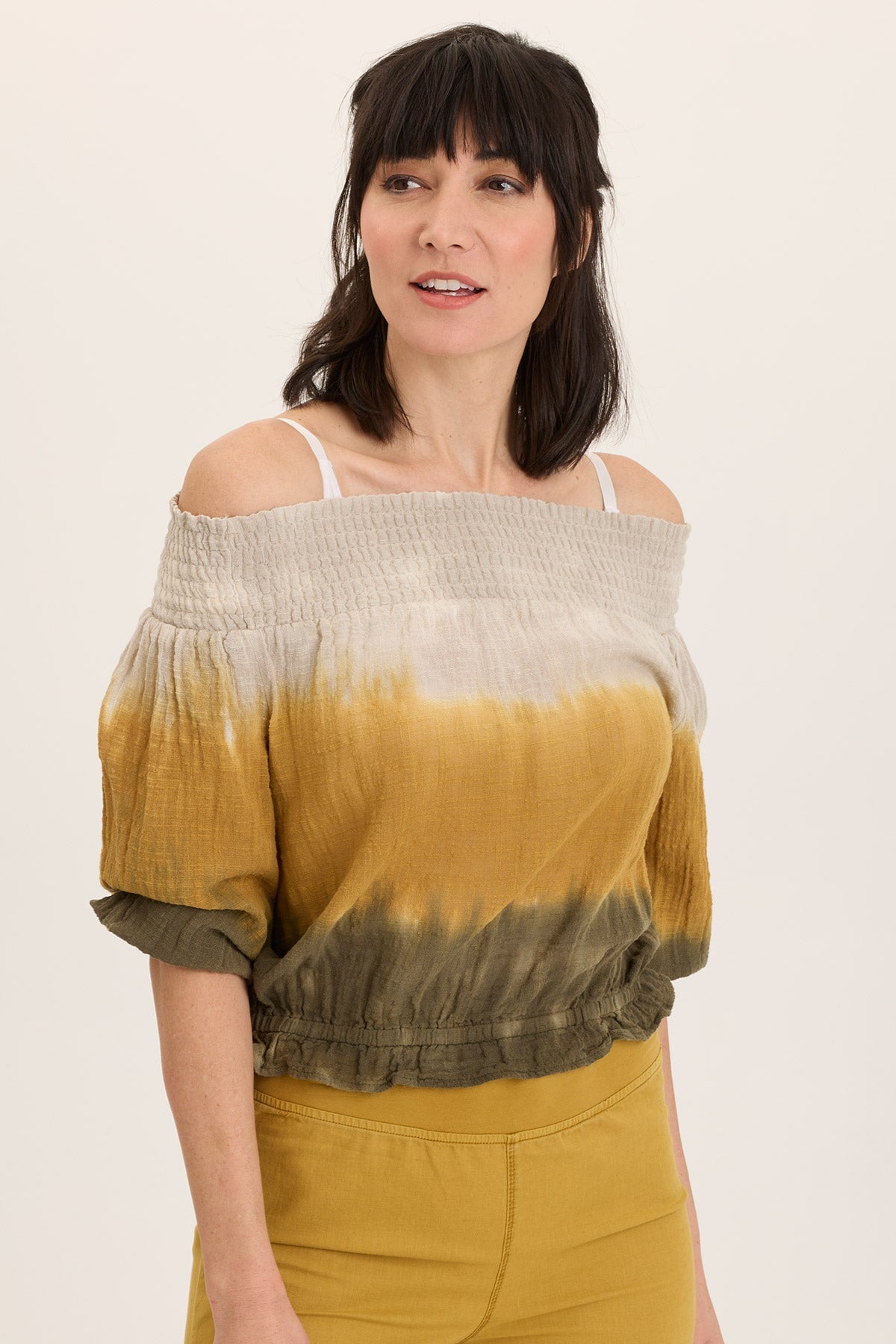 Wearables Jolia Gauze Off-Shoulder Billow Sleeve Top