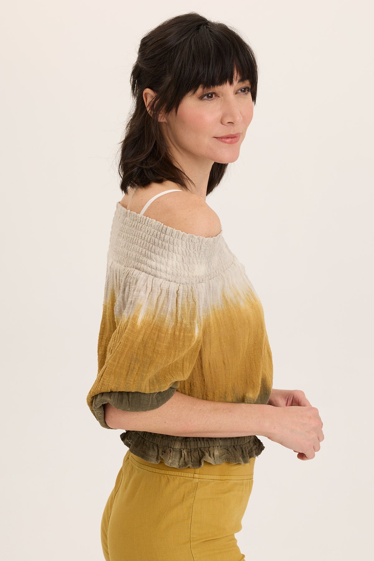 Wearables Jolia Gauze Off-Shoulder Billow Sleeve Top