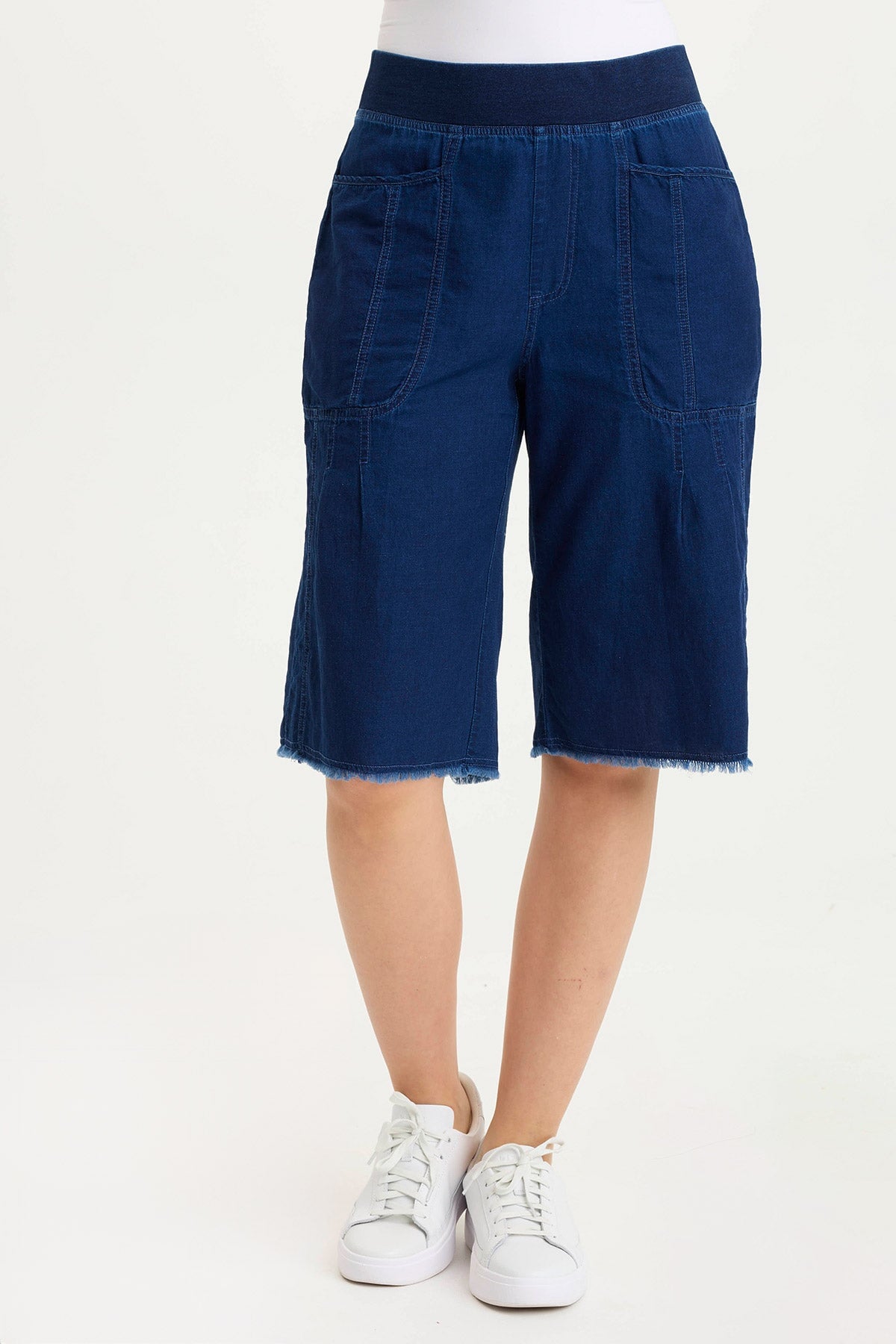 XCVI Themia Indigo Twill Pull-On Bermuda Short